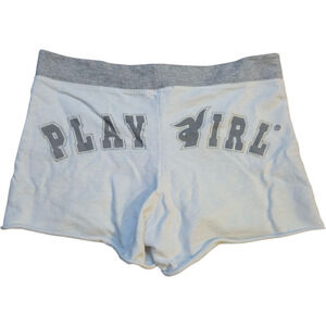 PLAYGIRLZ Women's L White Gray Lounge Shorts Made in USA Cotton “PLAY GIRL”